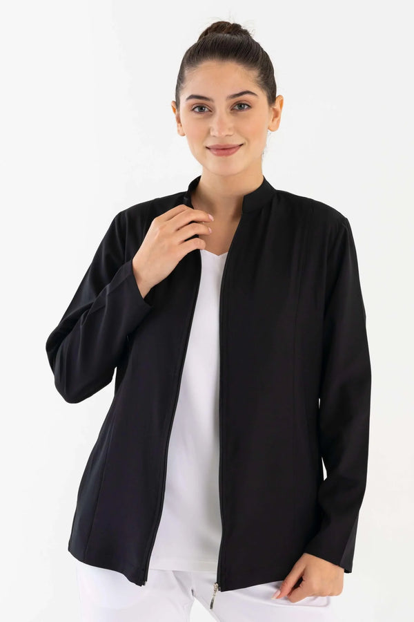 COMFY MASTER AUDREY KADIN MEDİKAL FERMUARLI CEKET - SİYAH - Comfy Master Outlet