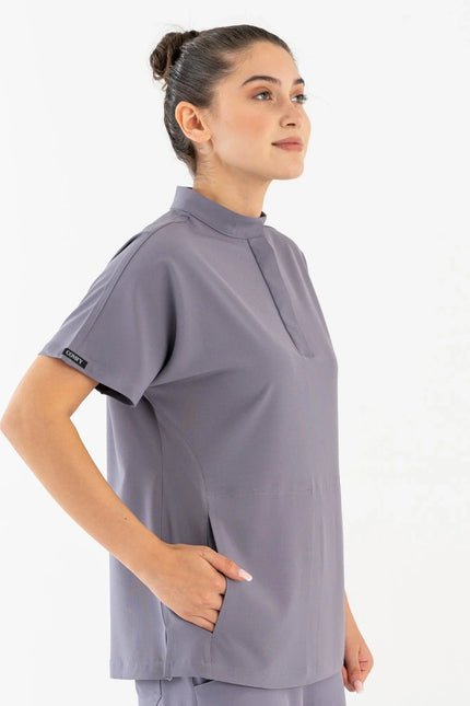 Comfy Master – Asia Gri Kadın Medikal Üniforma Tek Üst - Comfy Master Outlet