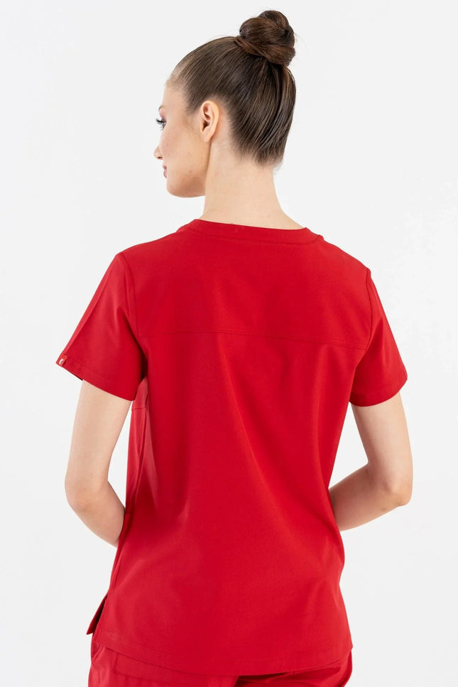 Comfy Master – Victoria Kırmızı Kadın Medikal Üniforma Tek Üst - Comfy Master Outlet