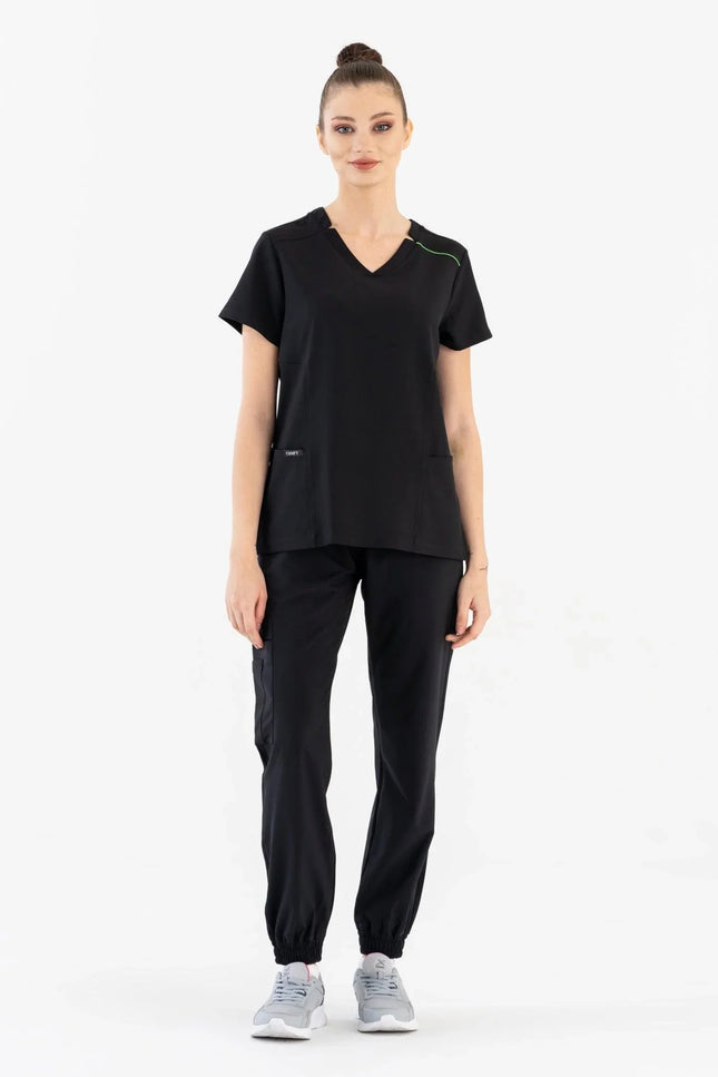 Comfy Master – Sierra Siyah Kadın Kargo Jogger Medikal Üniforma Tek Alt - Comfy Master Outlet