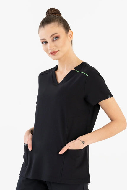 Comfy Master – Victoria Siyah Kadın Medikal Üniforma Tek Üst - Comfy Master Outlet