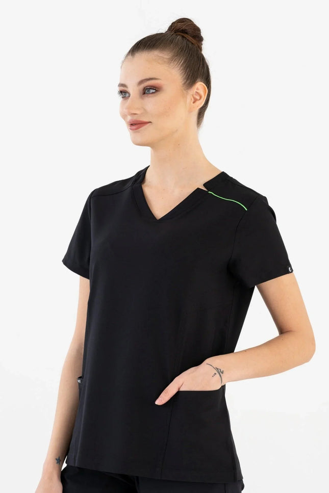 Comfy Master – Victoria Siyah Kadın Medikal Üniforma Tek Üst - Comfy Master Outlet