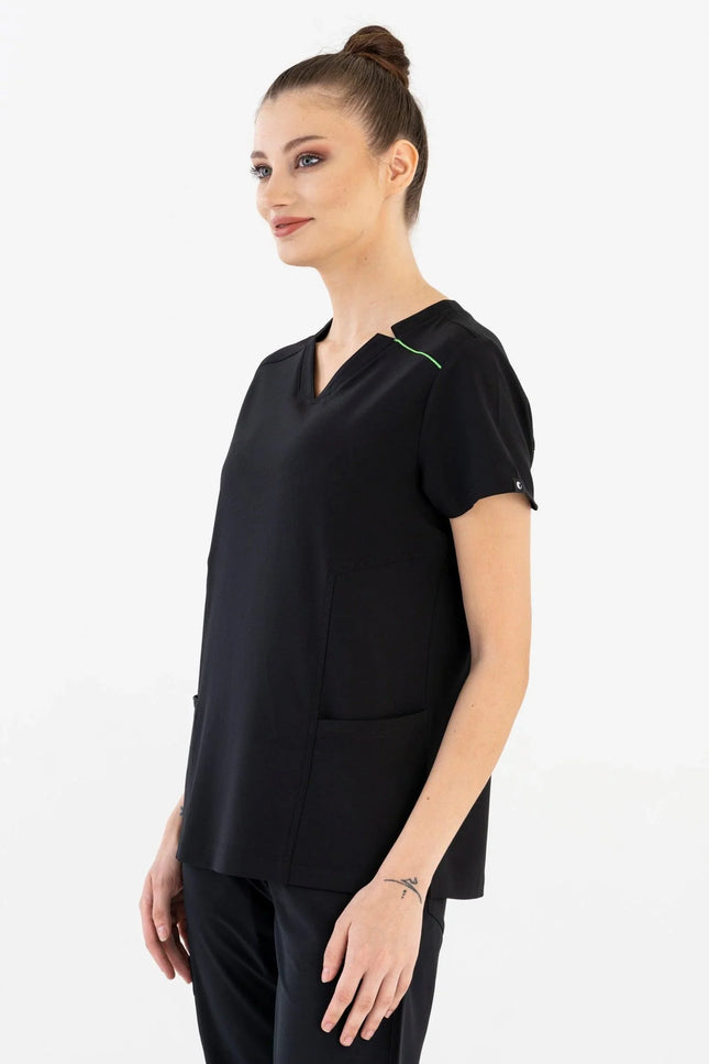 Comfy Master – Victoria Siyah Kadın Medikal Üniforma Tek Üst - Comfy Master Outlet