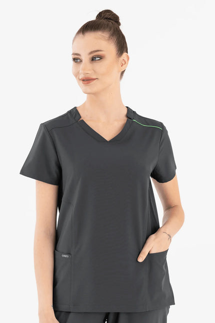 Comfy Master – Victoria Antrasit Kadın Medikal Üniforma Tek Üst - Comfy Master Outlet