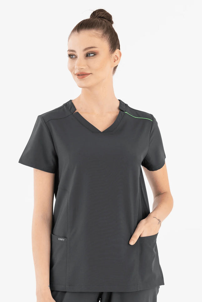 Comfy Master – Victoria Antrasit Kadın Medikal Üniforma Tek Üst - Comfy Master Outlet