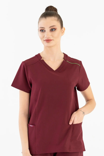 Comfy Master – Victoria Bordo Kadın Medikal Üniforma Tek Üst - Comfy Master Outlet