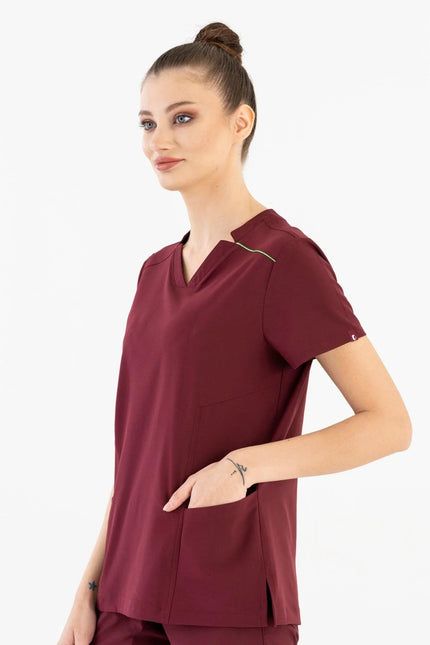 Comfy Master – Victoria Bordo Kadın Medikal Üniforma Tek Üst - Comfy Master Outlet