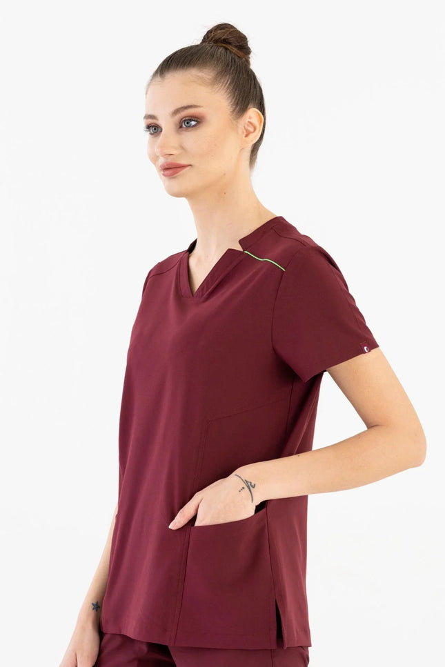 Comfy Master – Victoria Bordo Kadın Medikal Üniforma Tek Üst - Comfy Master Outlet