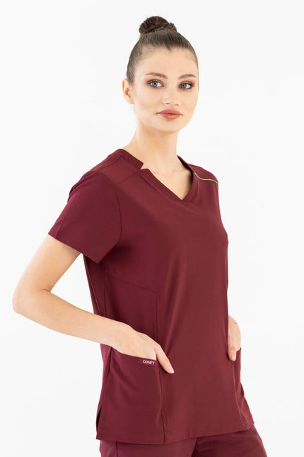 Comfy Master – Victoria Bordo Kadın Medikal Üniforma Tek Üst - Comfy Master Outlet