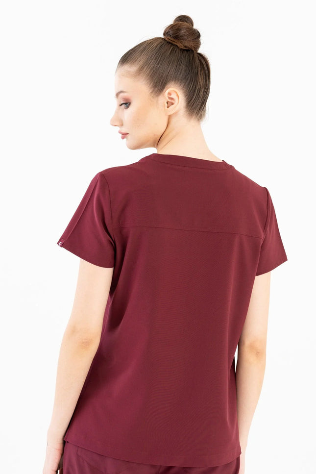 Comfy Master – Victoria Bordo Kadın Medikal Üniforma Tek Üst - Comfy Master Outlet
