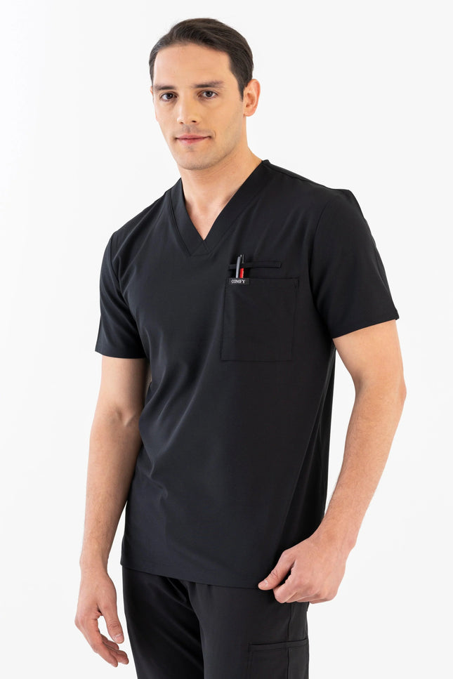 Comfy Master - Astra Erkek Siyah Erkek Medikal Üniforma Tek Üst - Comfy Master Outlet
