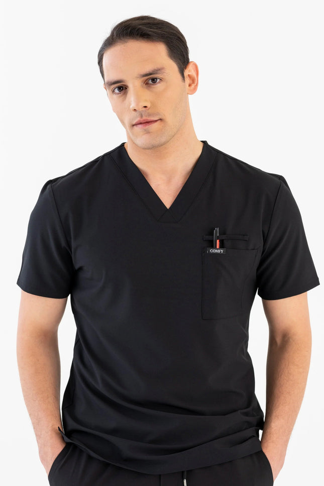 Comfy Master - Astra Erkek Siyah Erkek Medikal Üniforma Tek Üst - Comfy Master Outlet