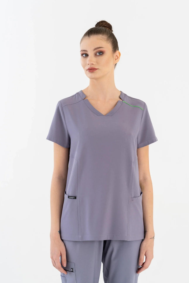 Comfy Master – Victoria Gri Kadın Medikal Üniforma Tek Üst - Comfy Master Outlet