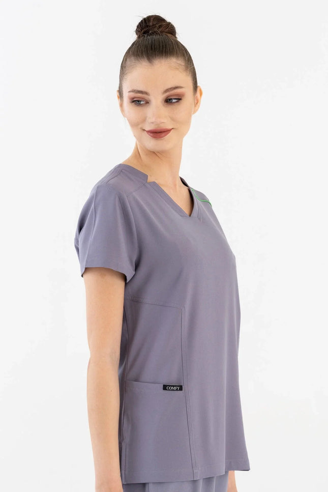 Comfy Master – Victoria Gri Kadın Medikal Üniforma Tek Üst - Comfy Master Outlet