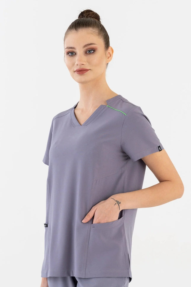 Comfy Master – Victoria Gri Kadın Medikal Üniforma Tek Üst - Comfy Master Outlet