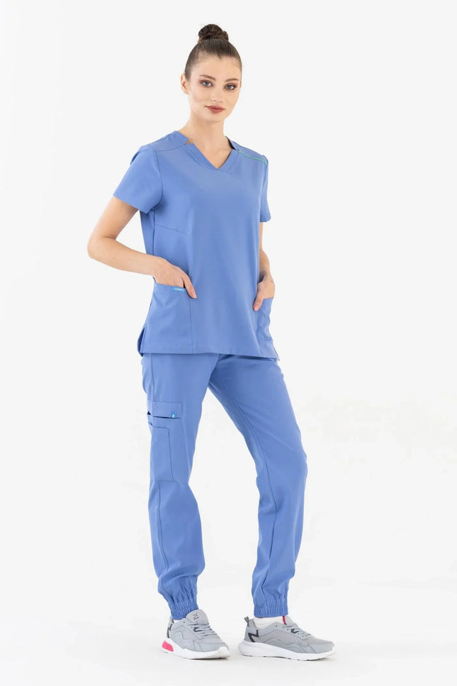 Comfy Master – Victoria Açık Mavi Kadın Medikal Üniforma Tek Üst - Comfy Master Outlet