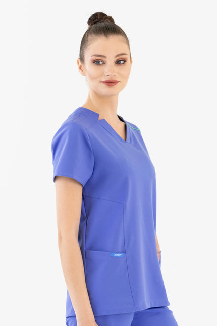 Comfy Master – Victoria Saks Mavi Kadın Medikal Üniforma Tek Üst - Comfy Master 2025