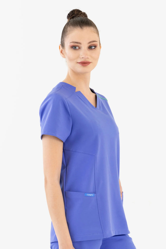 Comfy Master – Victoria Saks Mavi Kadın Medikal Üniforma Tek Üst
