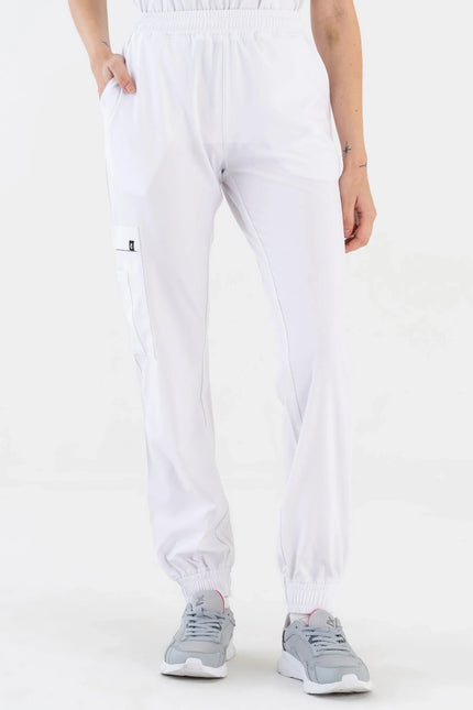 Comfy Master – Sierra Beyaz Kadın Kargo Jogger Medikal Üniforma Tek Alt - Comfy Master Outlet