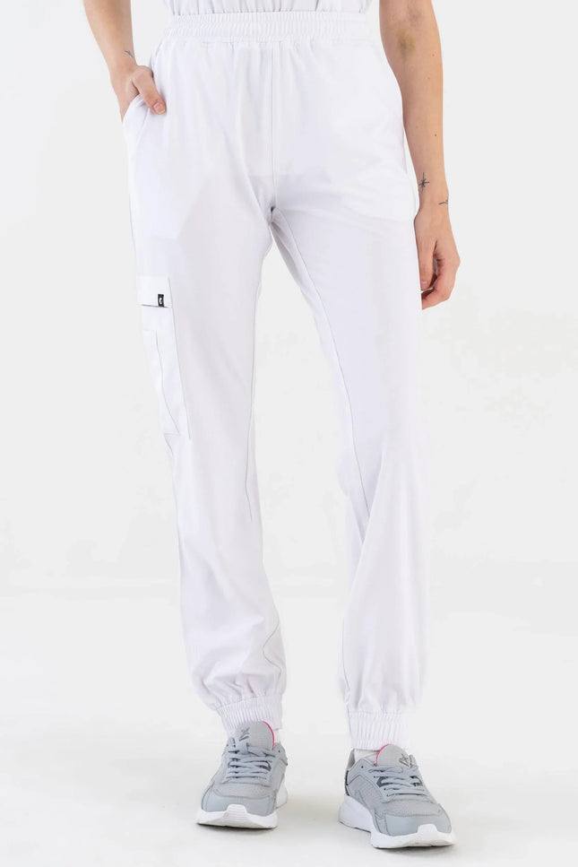 Comfy Master – Sierra Beyaz Kadın Kargo Jogger Medikal Üniforma Tek Alt - Comfy Master Outlet
