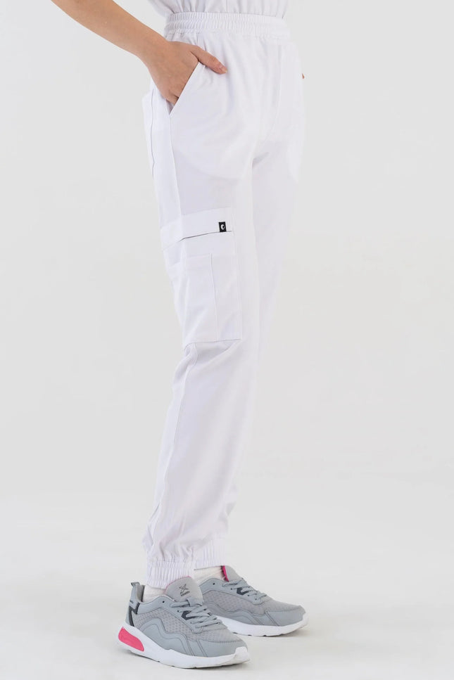 Comfy Master – Sierra Beyaz Kadın Kargo Jogger Medikal Üniforma Tek Alt - Comfy Master Outlet