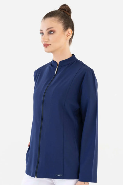 COMFY MASTER AUDREY KADIN MEDİKAL FERMUARLI CEKET - LACİVERT - Comfy Master Outlet