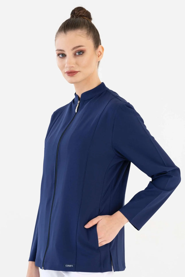 COMFY MASTER AUDREY KADIN MEDİKAL FERMUARLI CEKET - LACİVERT - Comfy Master Outlet