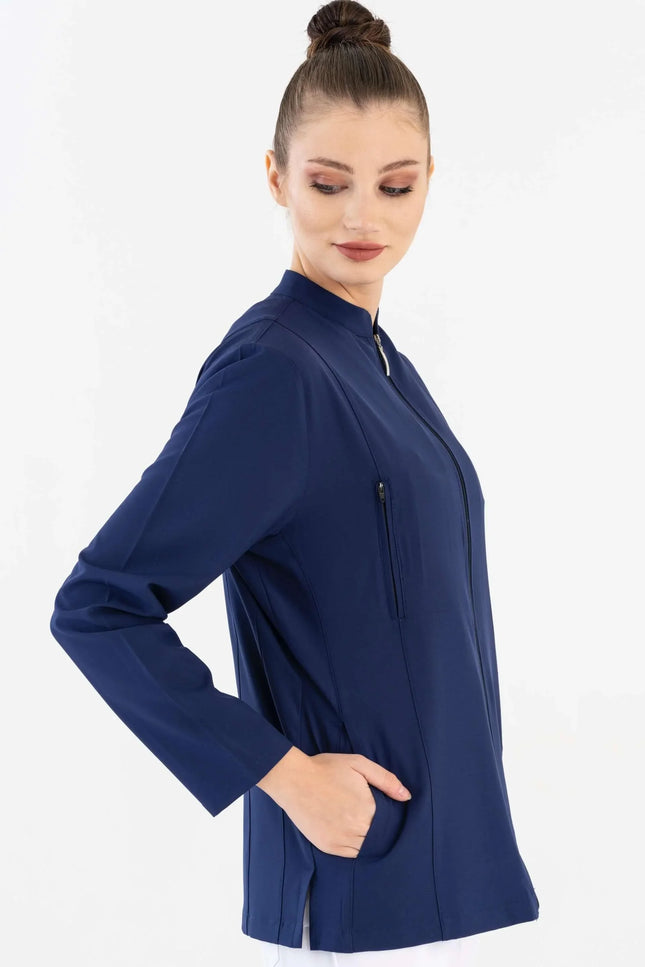COMFY MASTER AUDREY KADIN MEDİKAL FERMUARLI CEKET - LACİVERT - Comfy Master Outlet