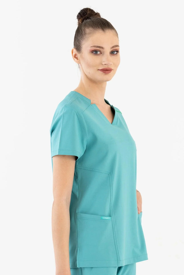 Comfy Master – Victoria Turkuaz Kadın Medikal Üniforma Tek Üst - Comfy Master Outlet