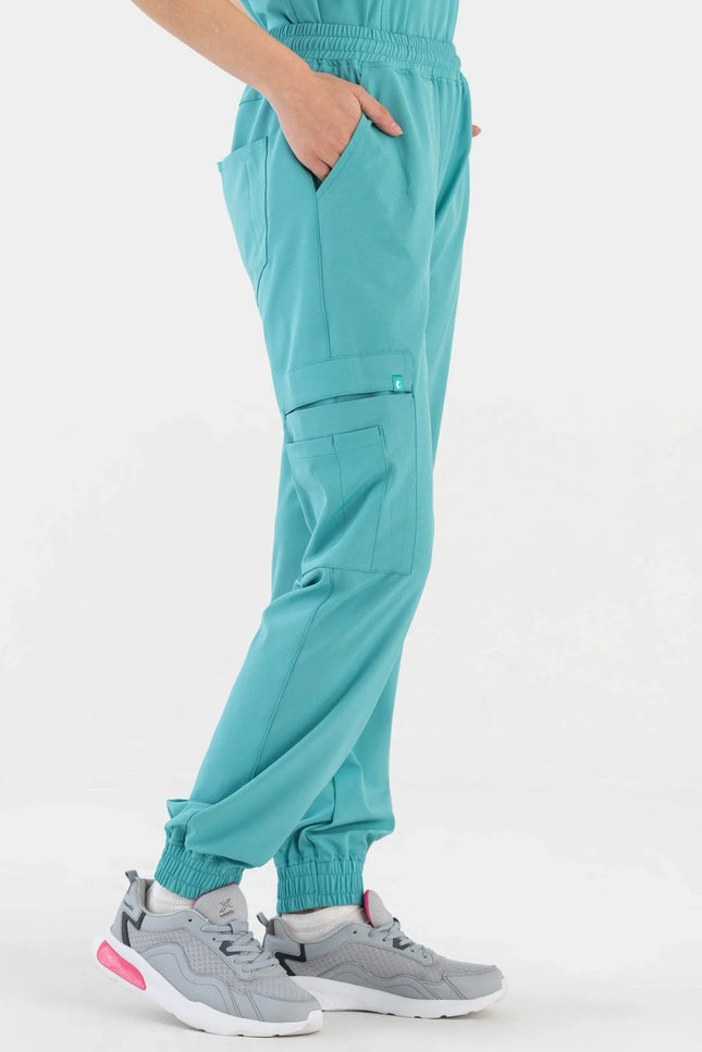 Comfy Master – Sierra Turkuaz Kadın Kargo Jogger Medikal Üniforma Tek Alt - Comfy Master Outlet