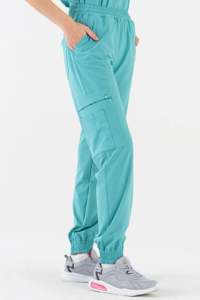 Comfy Master – Sierra Turkuaz Kadın Kargo Jogger Medikal Üniforma Tek Alt - Comfy Master Outlet