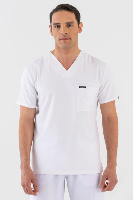 Comfy Master - Astra Erkek Beyaz Erkek Medikal Üniforma Tek Üst - Comfy Master Outlet