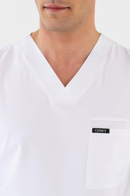 Comfy Master - Astra Erkek Beyaz Erkek Medikal Üniforma Tek Üst - Comfy Master Outlet