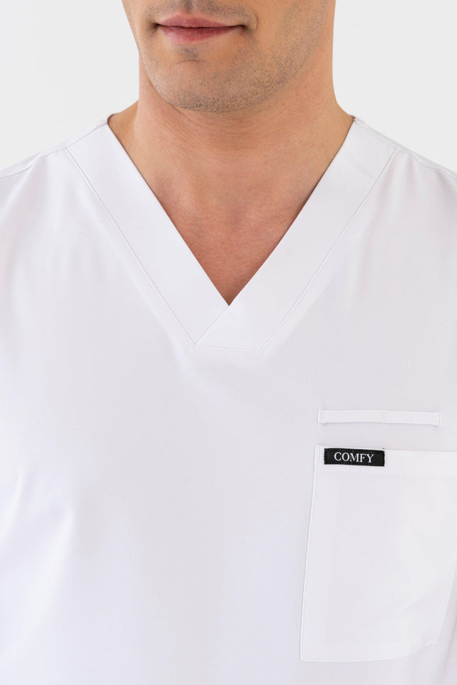 Comfy Master - Astra Erkek Beyaz Erkek Medikal Üniforma Tek Üst - Comfy Master Outlet