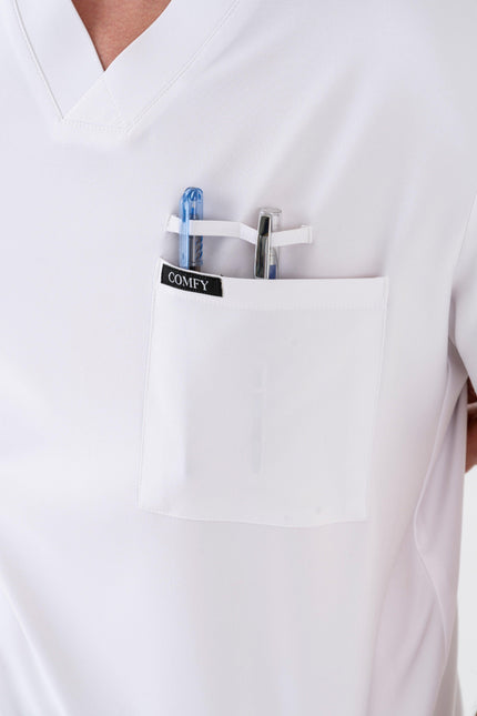 Comfy Master - Astra Erkek Beyaz Erkek Medikal Üniforma Tek Üst - Comfy Master Outlet