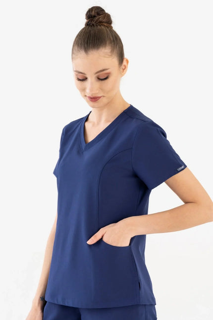 Comfy Master – Lui Lacivert Kadın Damla Yaka Medikal Üniforma Tek Üst - Comfy Master Outlet
