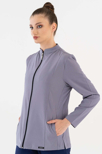 COMFY MASTER AUDREY KADIN MEDİKAL FERMUARLI CEKET - GRİ - Comfy Master Outlet