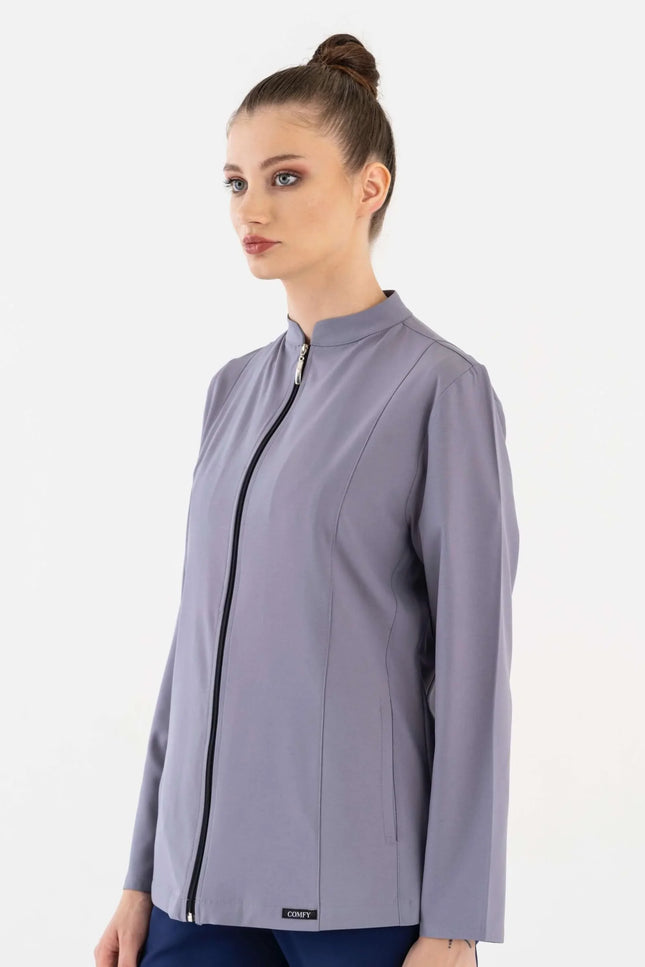 COMFY MASTER AUDREY KADIN MEDİKAL FERMUARLI CEKET - GRİ - Comfy Master Outlet