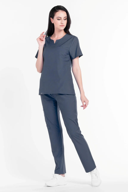 Comfy Master – Challenger Antrasit Kadın Y-Yaka Medikal Üniforma Tek Üst - Comfy Master Outlet