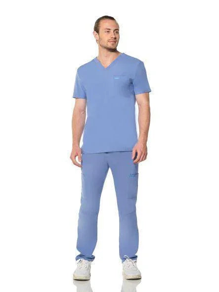 Comfy Master – Cosmo Açık Mavi Erkek Tek Kargo Pantolon Medikal Üniforma - Comfy Master Outlet