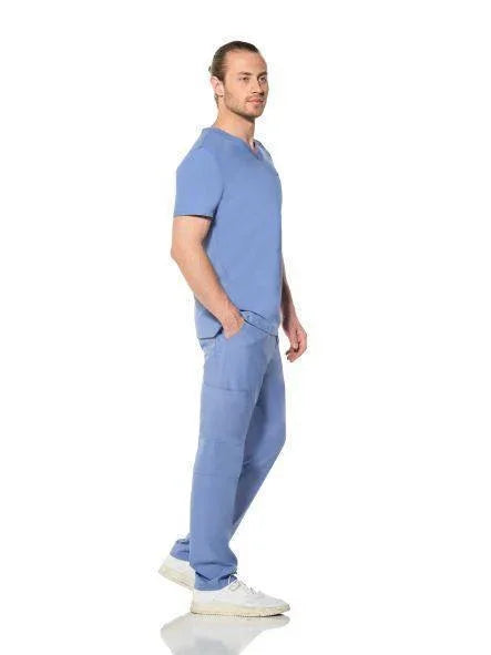 Comfy Master – Cosmo Açık Mavi Erkek Tek Kargo Pantolon Medikal Üniforma - Comfy Master Outlet