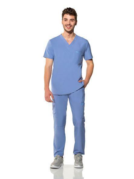Comfy Master – Cosmo Açık Mavi Erkek Tek Kargo Pantolon Medikal Üniforma - Comfy Master Outlet