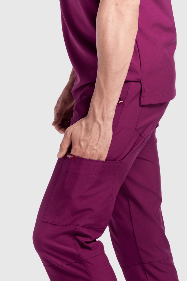 Cosmo Vişne Erkek Tek Kargo Pantolon Medikal Üniforma - Comfy Master