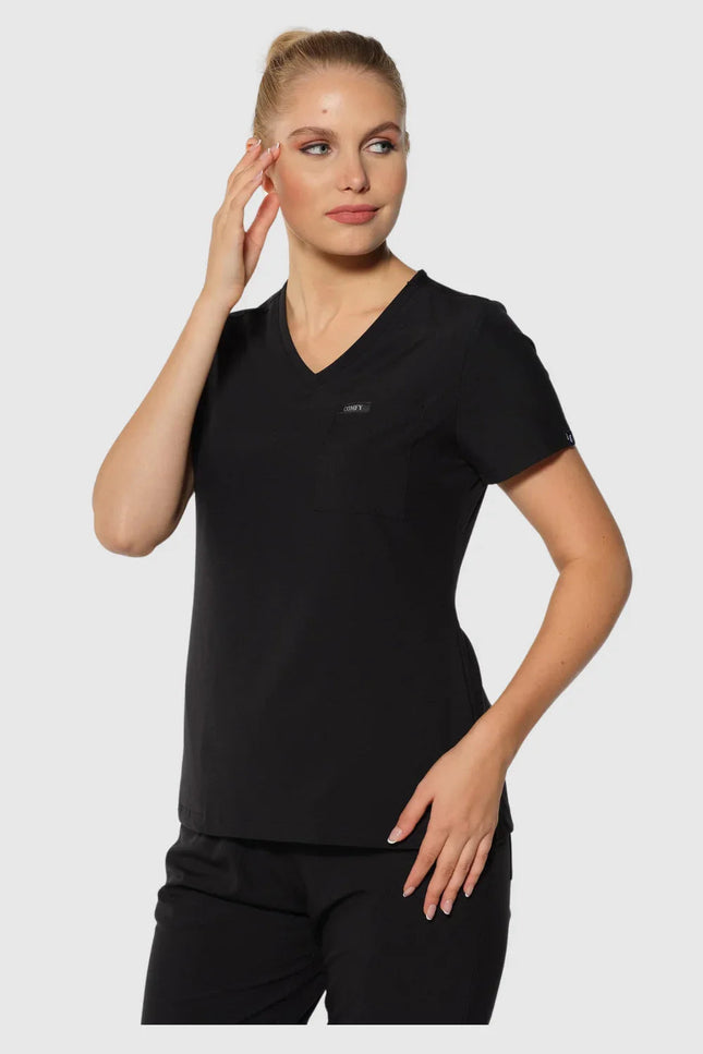 Euphoria Damla Yaka Kadın Tek Üst Siyah - Comfy Master