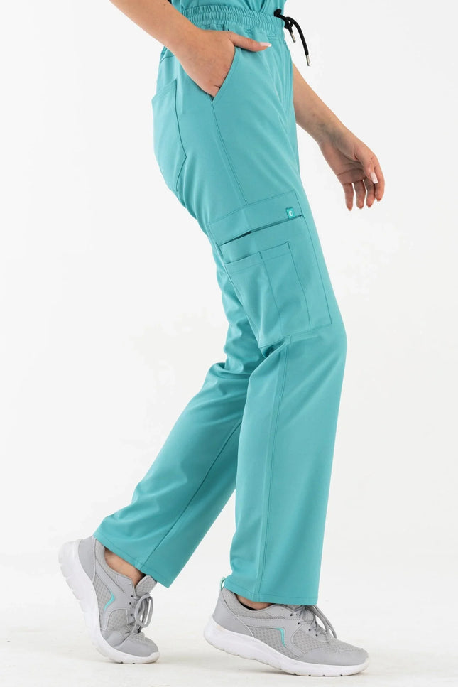 Comfy Master - Harmony Turkuaz Kadın Kargo Medikal Üniforma Tek Alt - Comfy Master Outlet