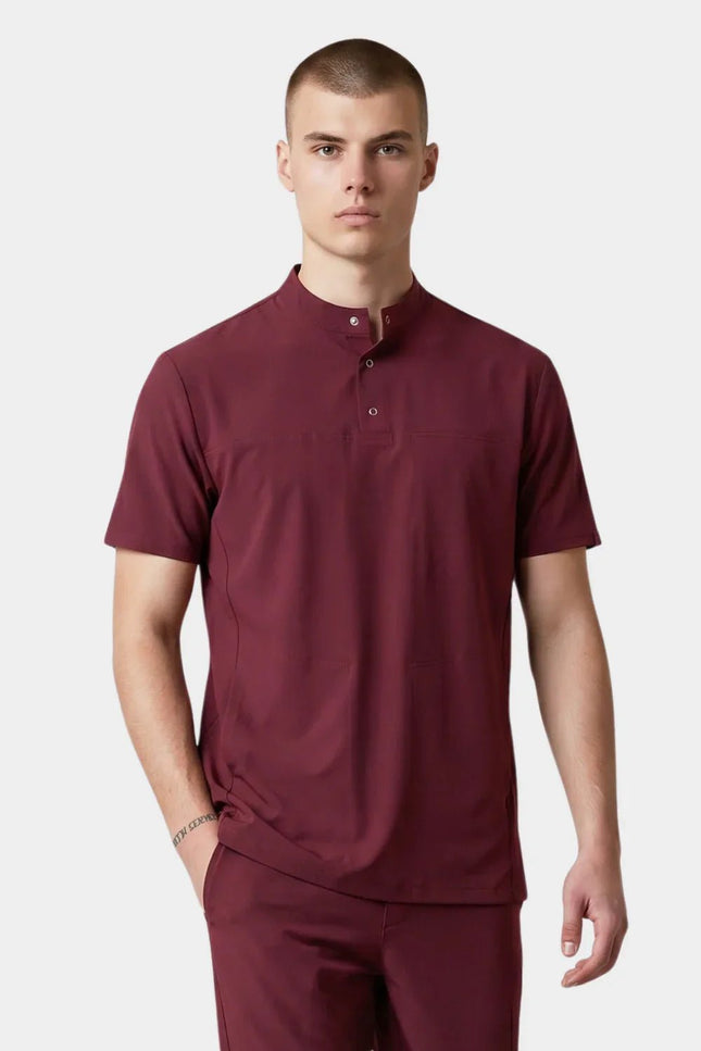 Jericho Bordo Erkek Hakim Yaka Medikal Üniforma Tek Üst - Comfy Master