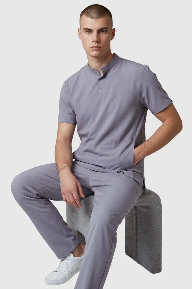 Jericho Gri Erkek Hakim Yaka Medikal Üniforma Tek Üst - Comfy Master