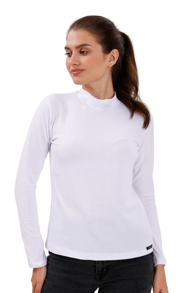 Kadın Yüksek Yaka Underscrubs Beyaz - Comfy Master