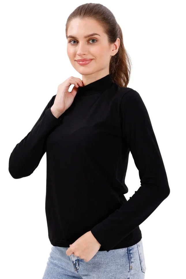 Kadın Yüksek Yaka Underscrubs Siyah - Comfy Master