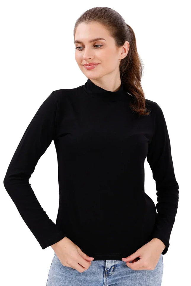Kadın Yüksek Yaka Underscrubs Siyah - Comfy Master